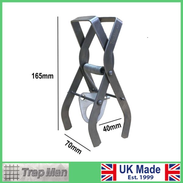 Fenn Scissor Mole trap open with dimensions