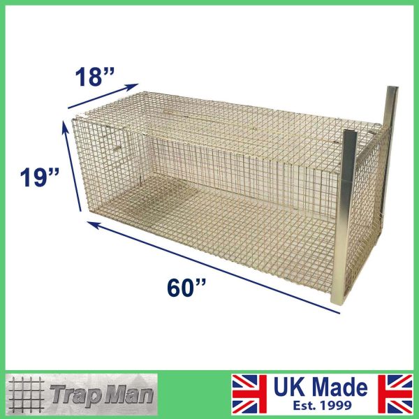 Longer Fox Dimensions showing length width and height of the trap