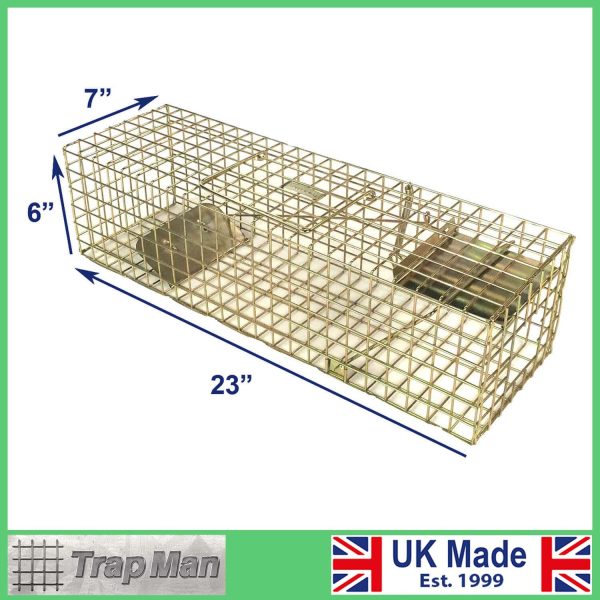 Pro Mink trap showing dimensions