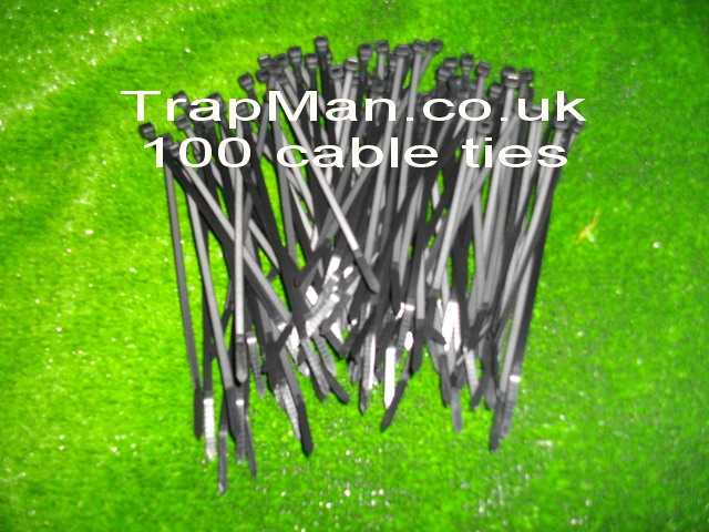 Bag of 100 Cable ties, plastic cable ties for tying trap cages,