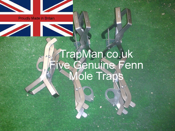 Genuine Fenn mole traps | five genuine fenn mole traps, easy to set & an effective kill type mole trap
