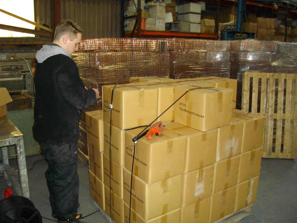 packing traps on pallets ready for dispatch