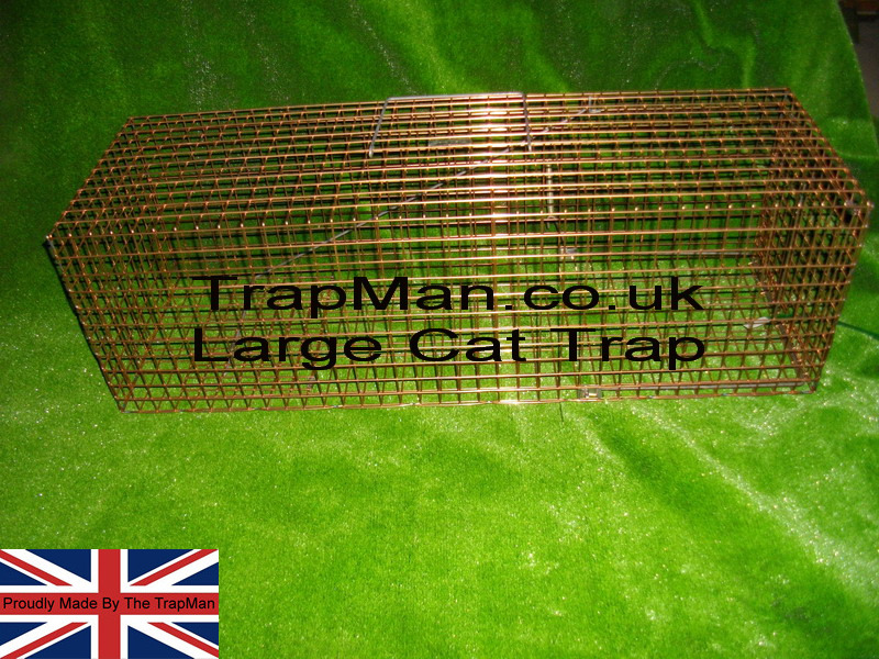 Much longer, taller, wider, heavier than our standard cat trap our Large cat trap 36"x12"x11" ideal for large tom cats. These feral cat traps are made in UK by ourselves in our own workshop, next day delivery available